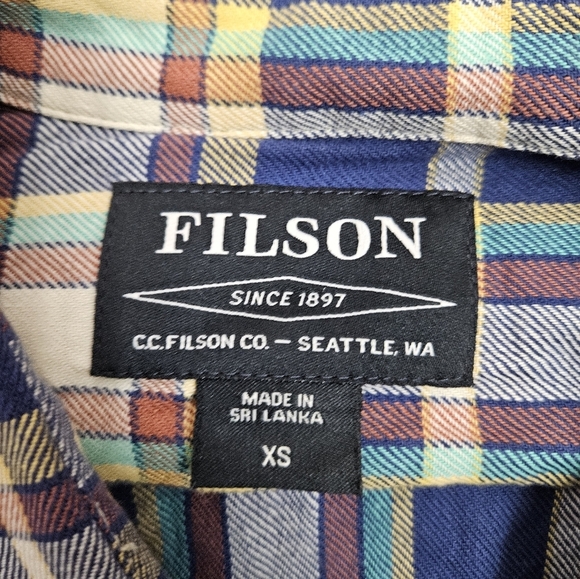 Filson Blue & Yellow Plaid Button Down Work Woven‎ Shirt Size XS Men's P22 - Picture 9 of 9